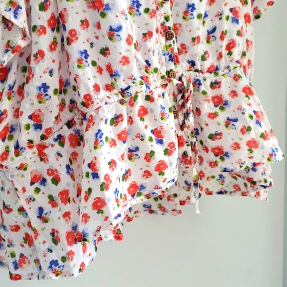 Caffe Marrakesh floral ruffle boho button down blouse size XL - Picture 5 of 9